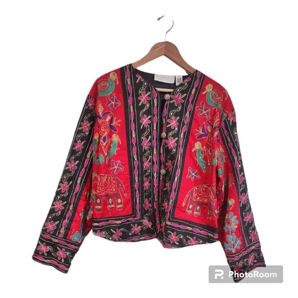 Vintage 90's Pier One Passports Embroidered Jacket - Picture 2 of 7